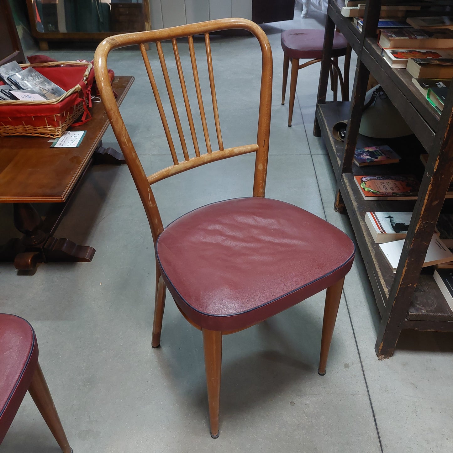 Sedia Legno/sky* Bordeaux Anni '60
