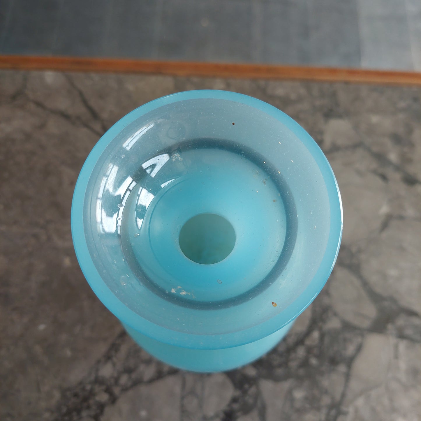 Vaso Antico Francese Opalino Turchese Bordo Oro