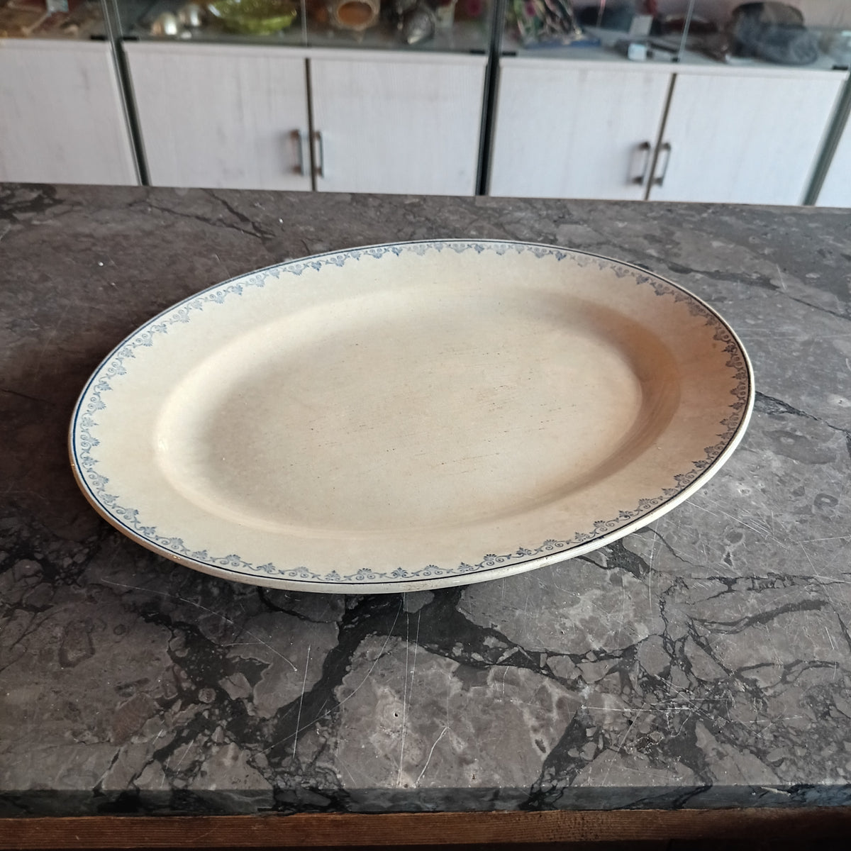 Piatto Da Portata Ovale Decori Azzurri 33x25 Laveno
