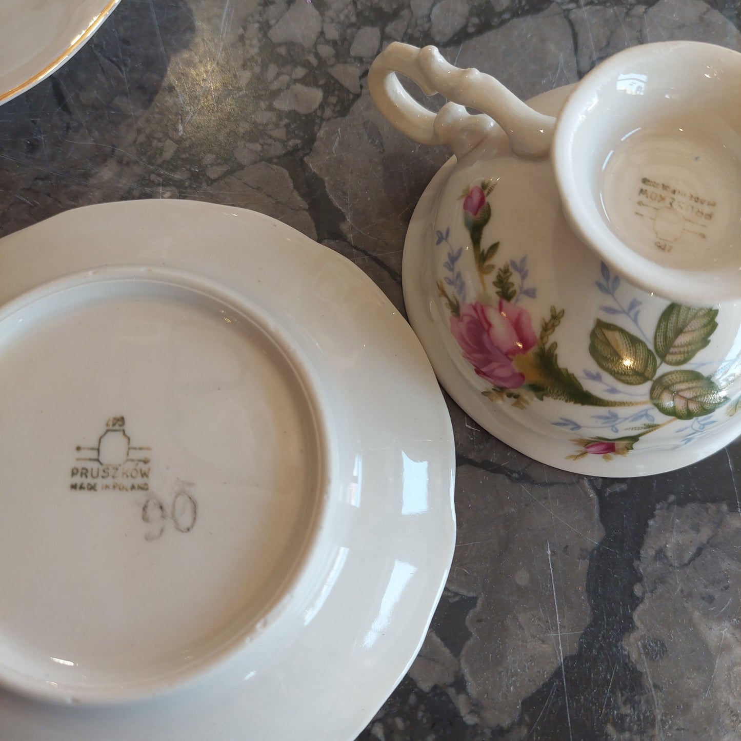 Set/6 Tazzine Caffè Con Piattini Porcellana Pruszkow