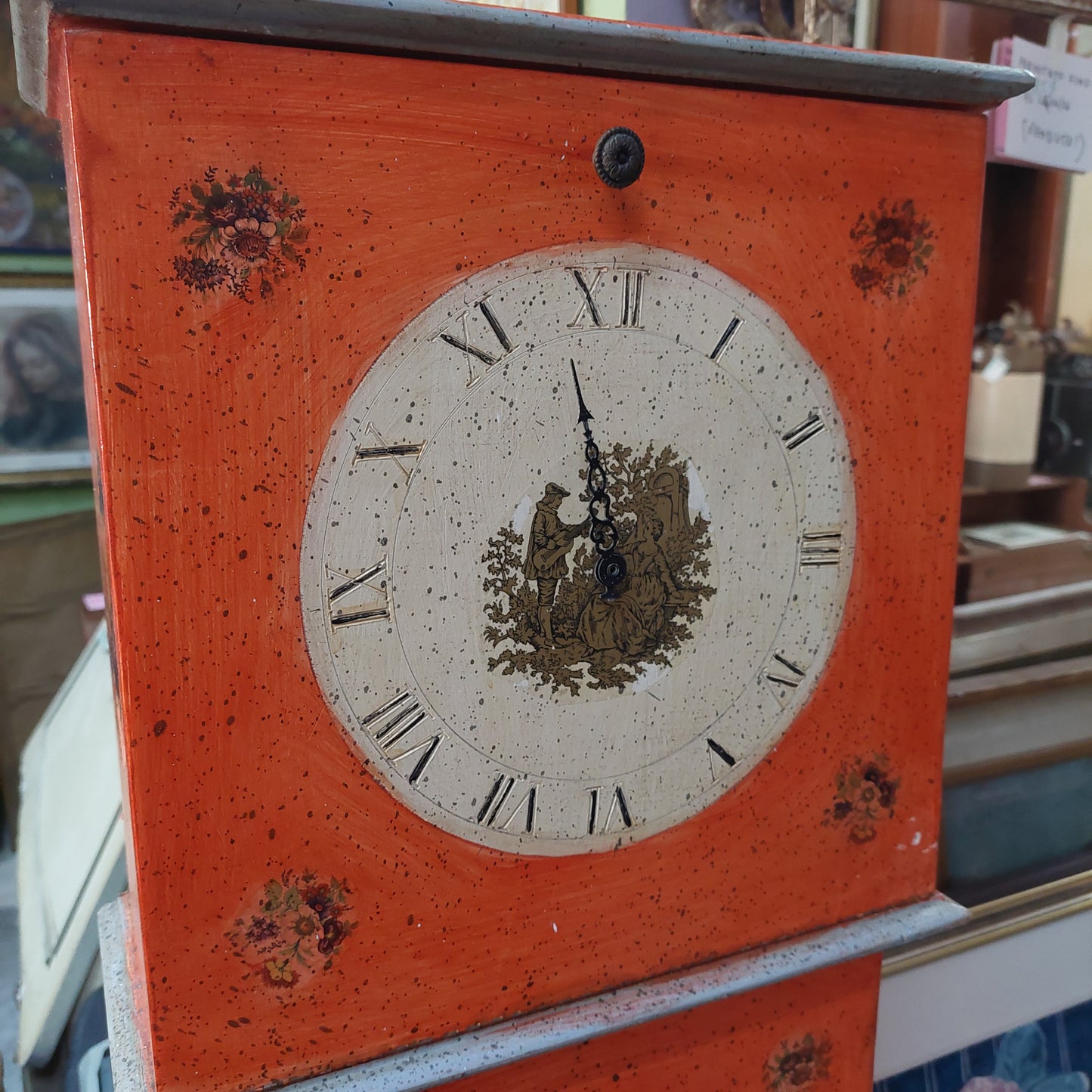 Orologio/contenitore* Arancio Dipinto/decoupage Cm39x18x166h