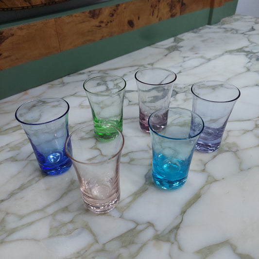 Set/6 Bicchierini Liquore Vetro Soffiato Colorato