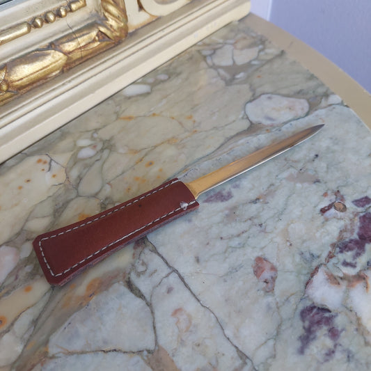 Tagliacarte Da Scrivania Manico Pelle