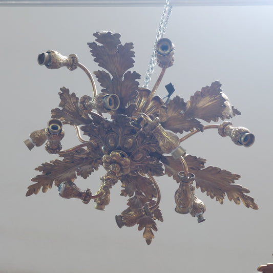 Lampadario/plafoniera Ottone Foglie 12/luci