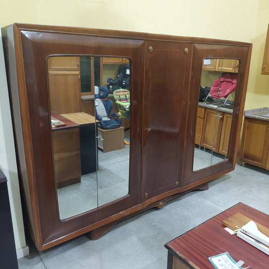 Armadio Legno Anni '50 5/ante Con Specchi Cm276x60x184h