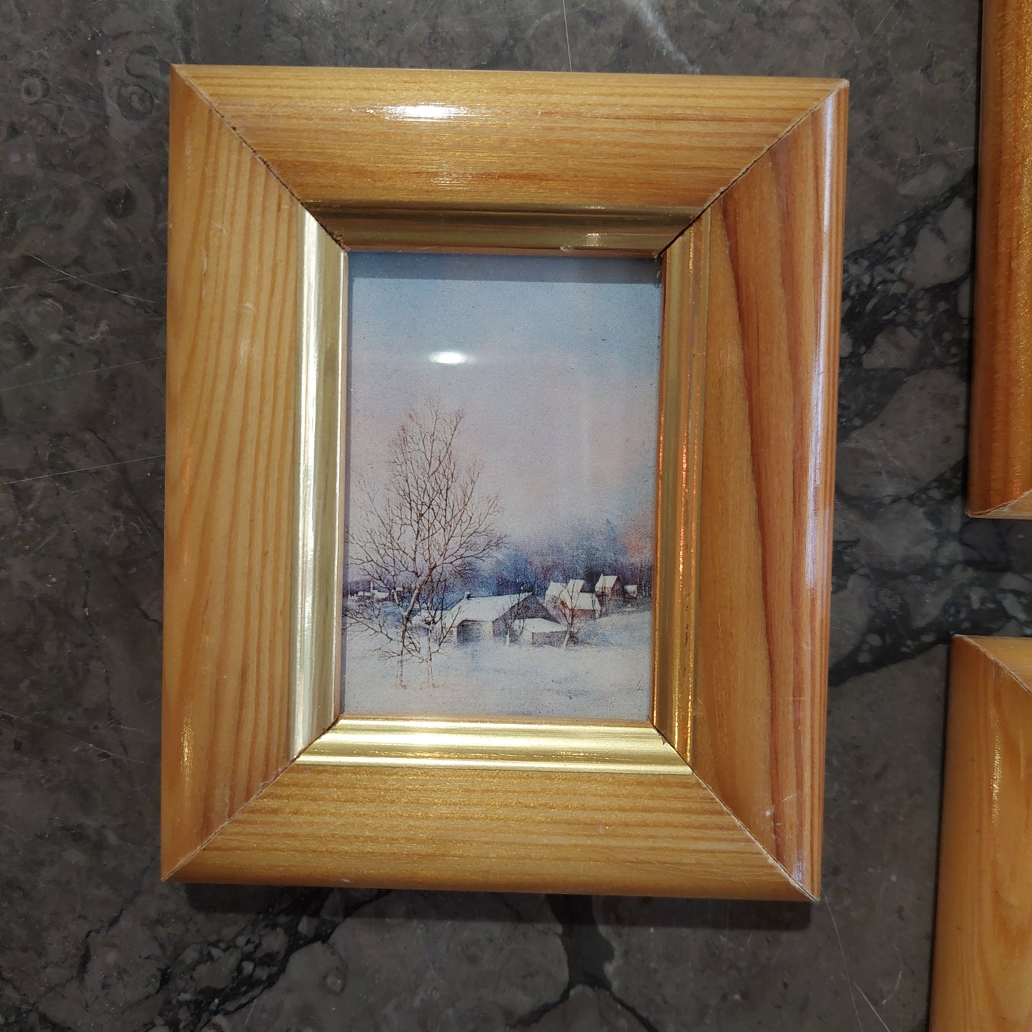 Set/3 Mini Quadretti Paesaggi Cornice Legno