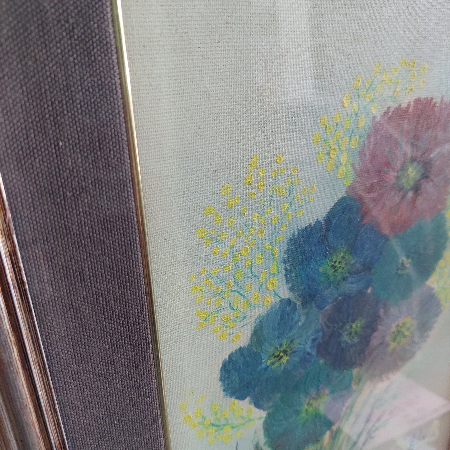 Q/fiori Olio Su Tela Di Ada Cm40x55