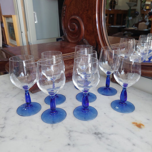 Set/8 Calici Piede Blu Murano