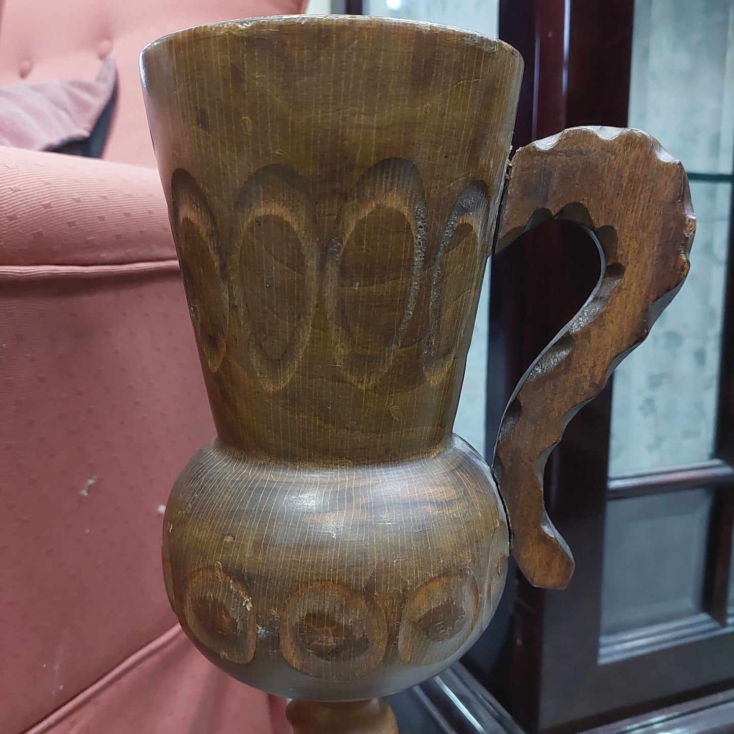 Posacenere Legno* Intagliato Torchon Anni '60 H54
