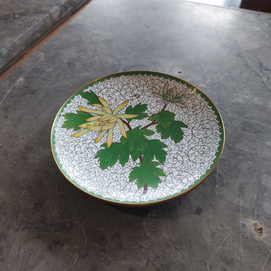 Piattino Cloisonne Decoro Fiori D12,5