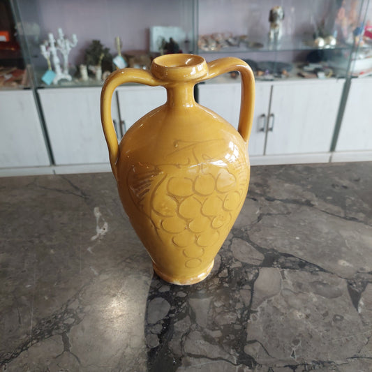 Anfora Terracotta Smaltata Decoro Uva H24