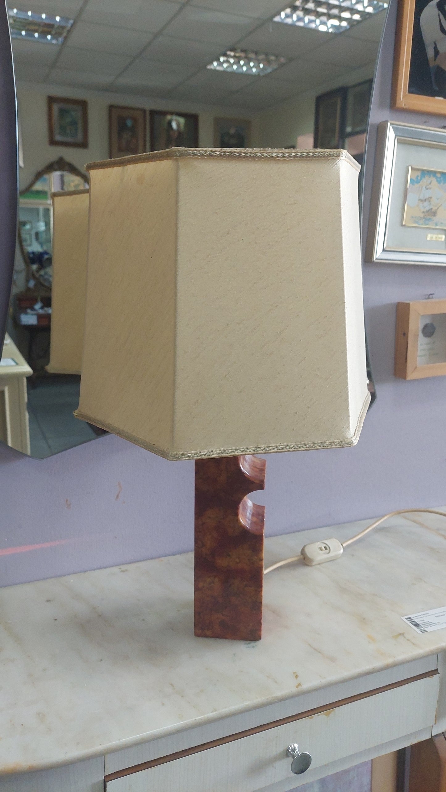 Lampada Marmo Paralume Beige H53
