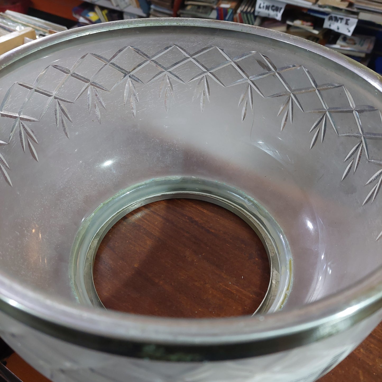Coppa Lampadario Vetro Molato D28