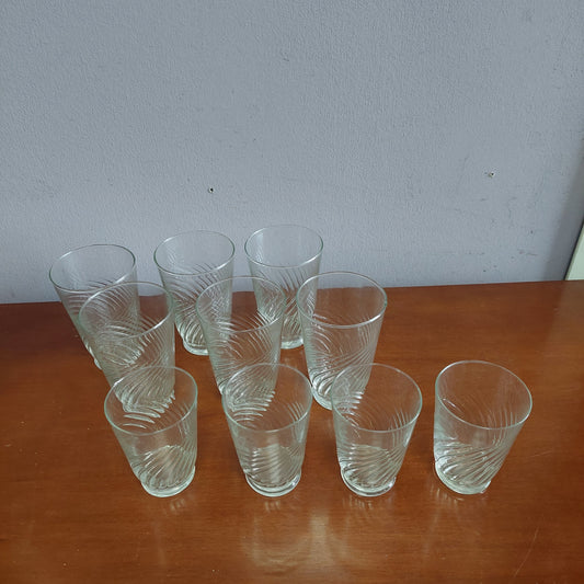 Set/6 Bicchieri + 4 Bicchierini Vetro Vintage