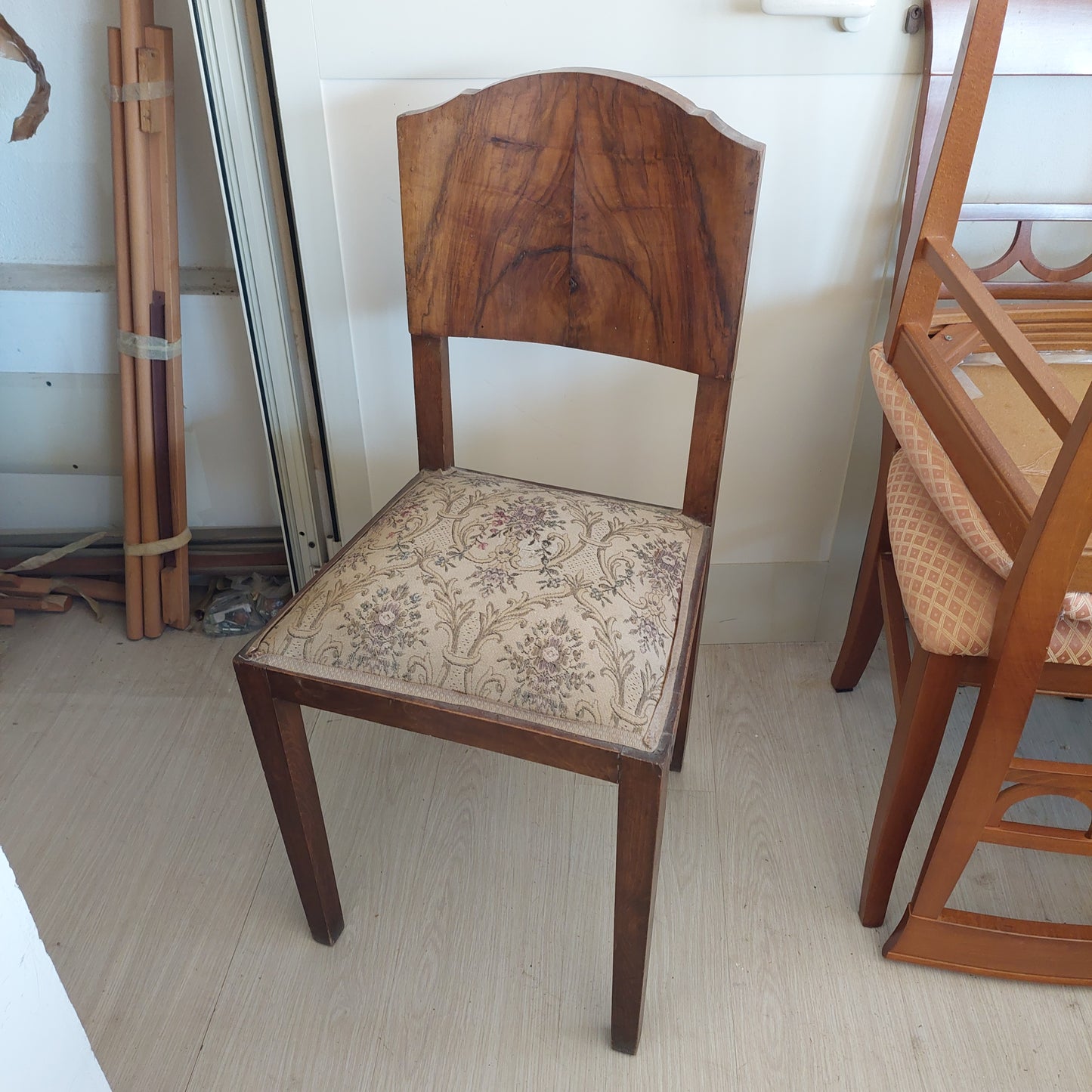 Set/4 Sedie * Radica Di Noce Stile Decò
