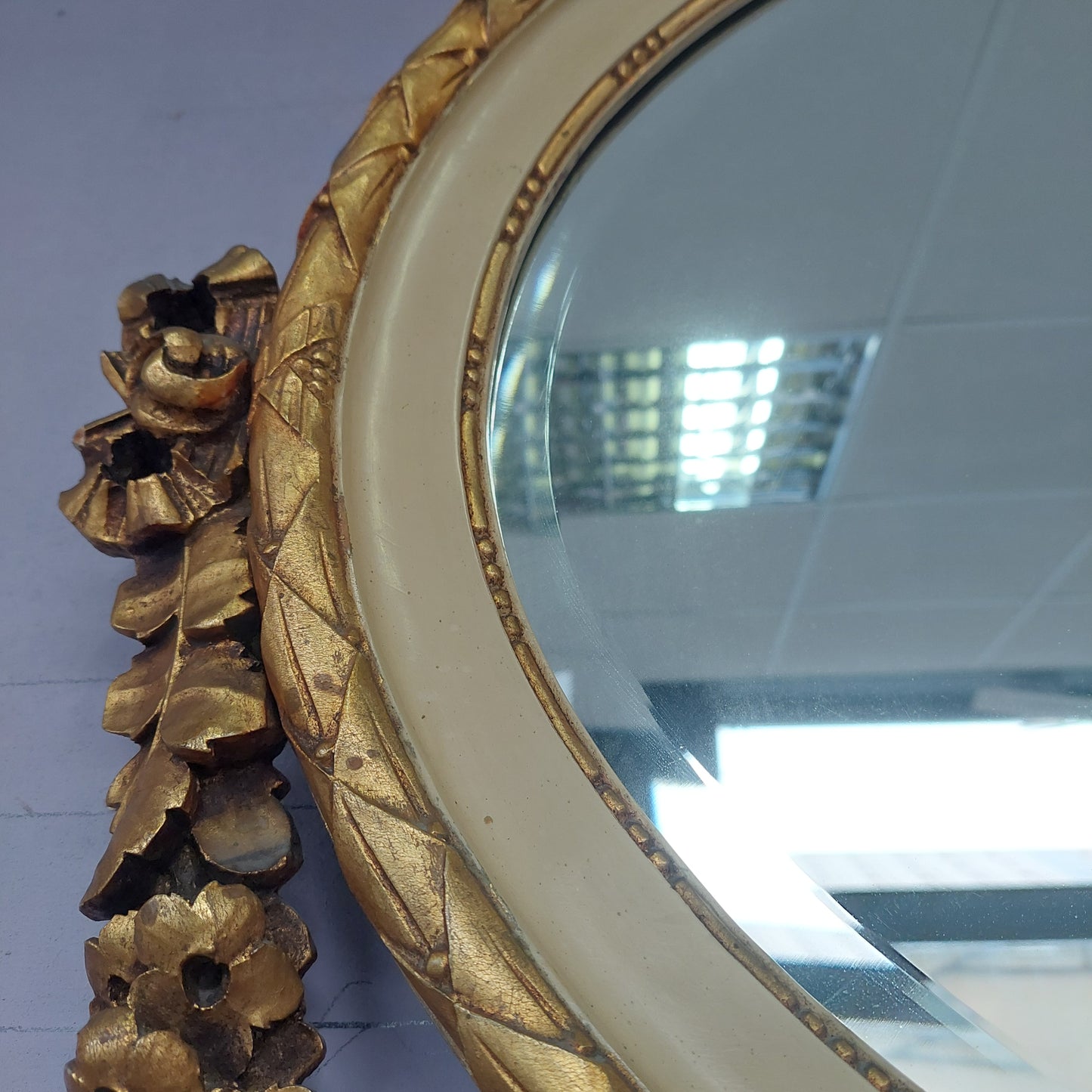 Specchio Cornice* Ovale Legno Oro St. Luigi Xvi
