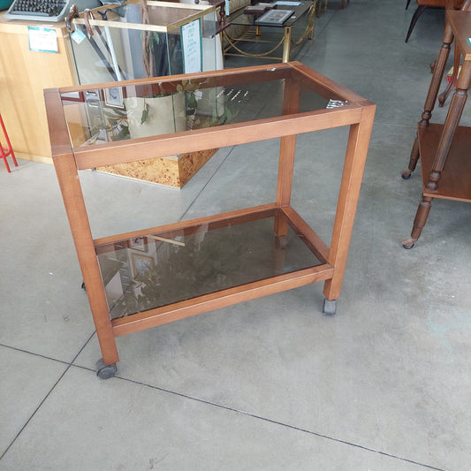 Carrello Porta Tv Noce 2 Ripiani Vetro Cm80x44x75h