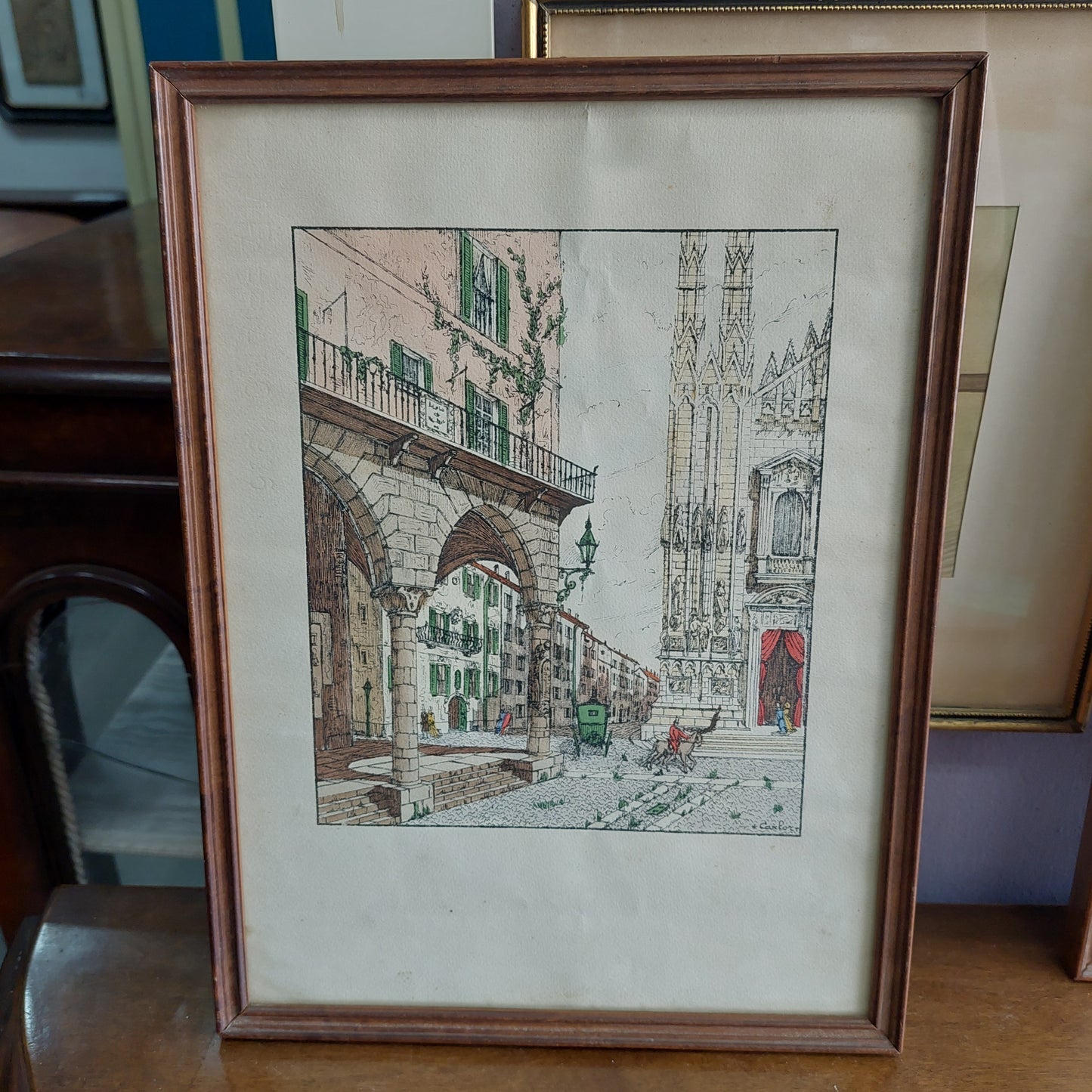 Quadro Litografia Milano Antica Cm26x35