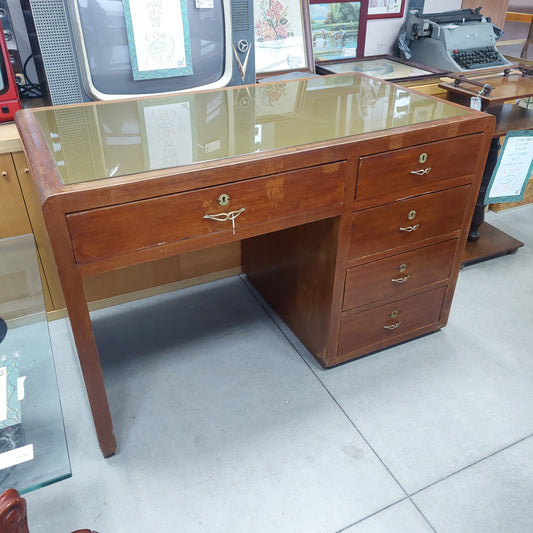 Scrivania Legno Piano In Vetro* St. Decò Cm125x67x81h