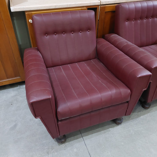 Poltrona Pelle Bordeaux Vintage Anni '50 Cm85x75