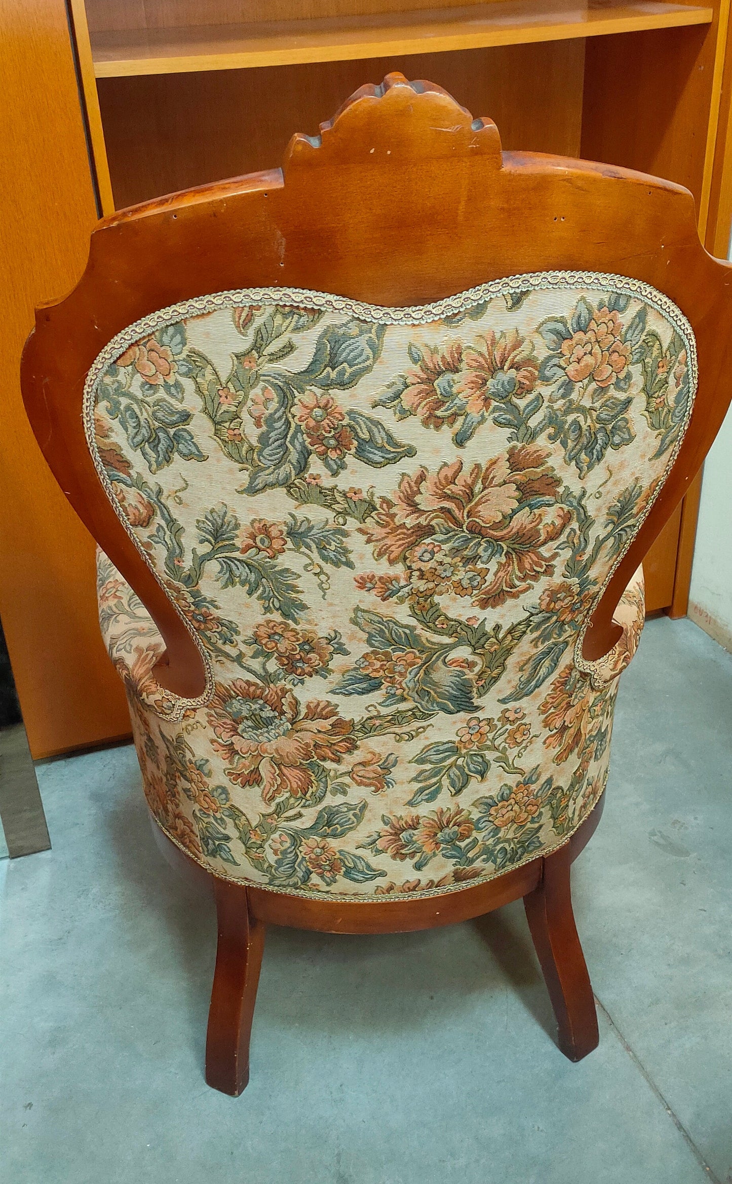 Poltrona * Legno Tessuto Fiori St.barocco