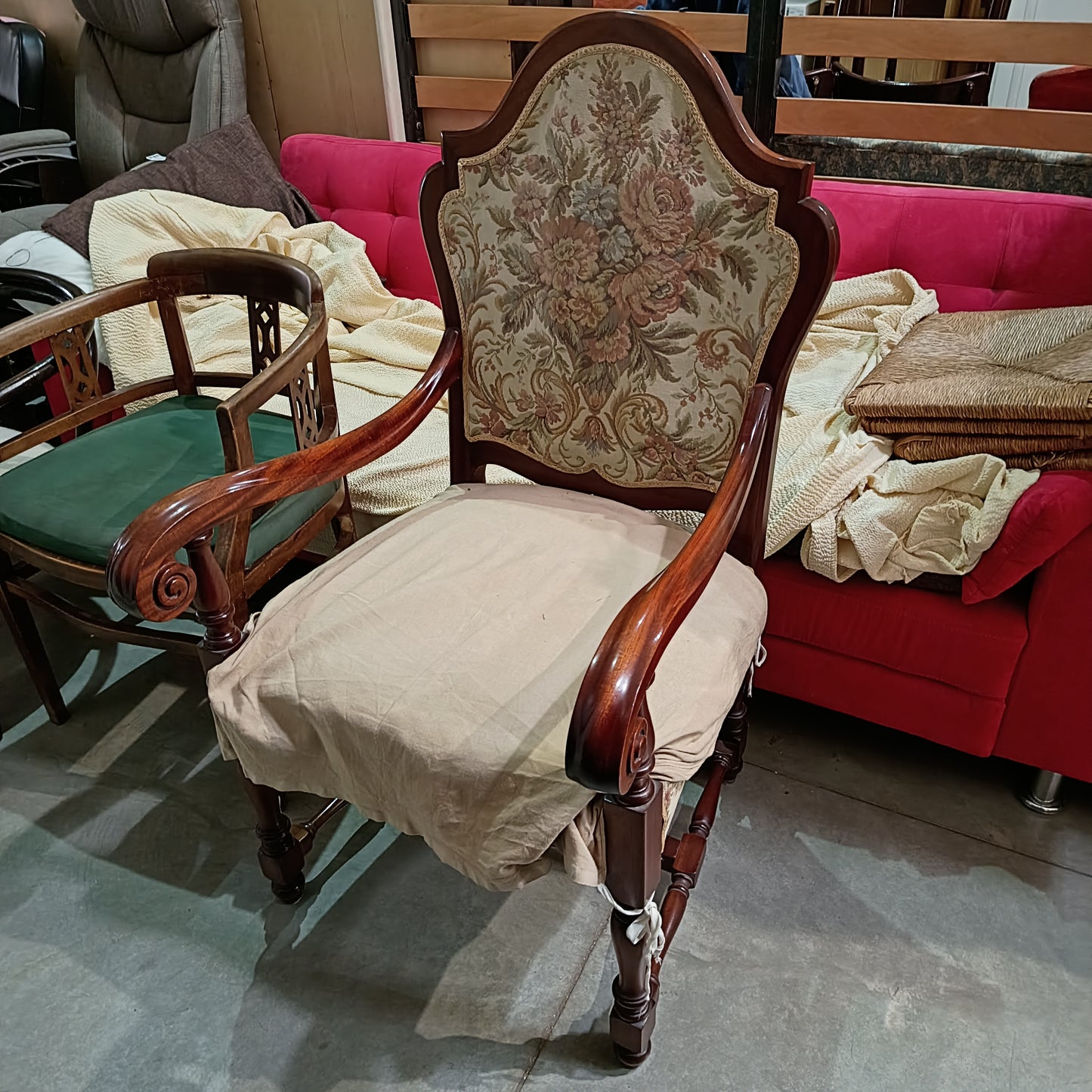 Poltrona * Legno Imbottita In Stile