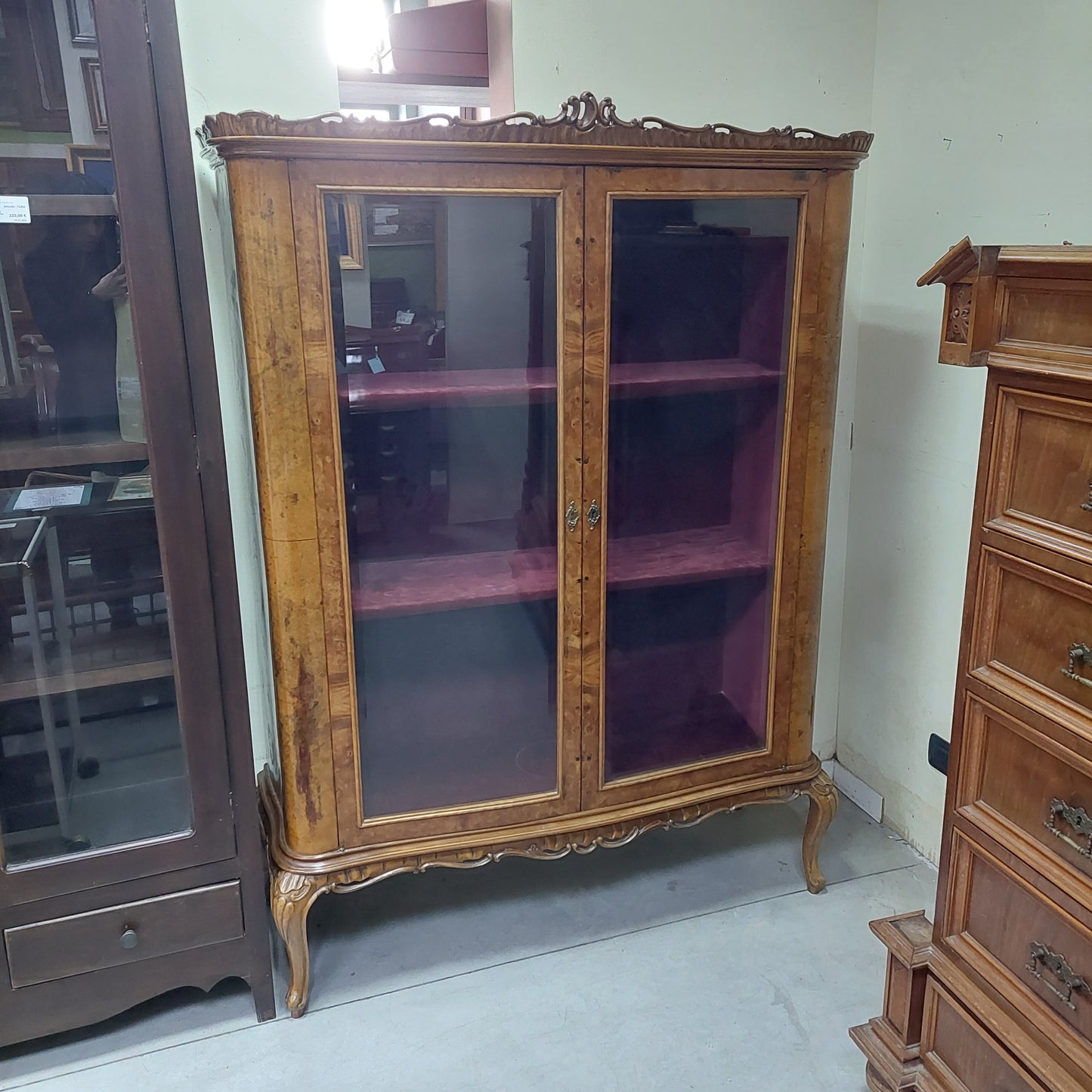 Vetrinetta Legno Stile Chippendale 2/a Cm120x45x167h