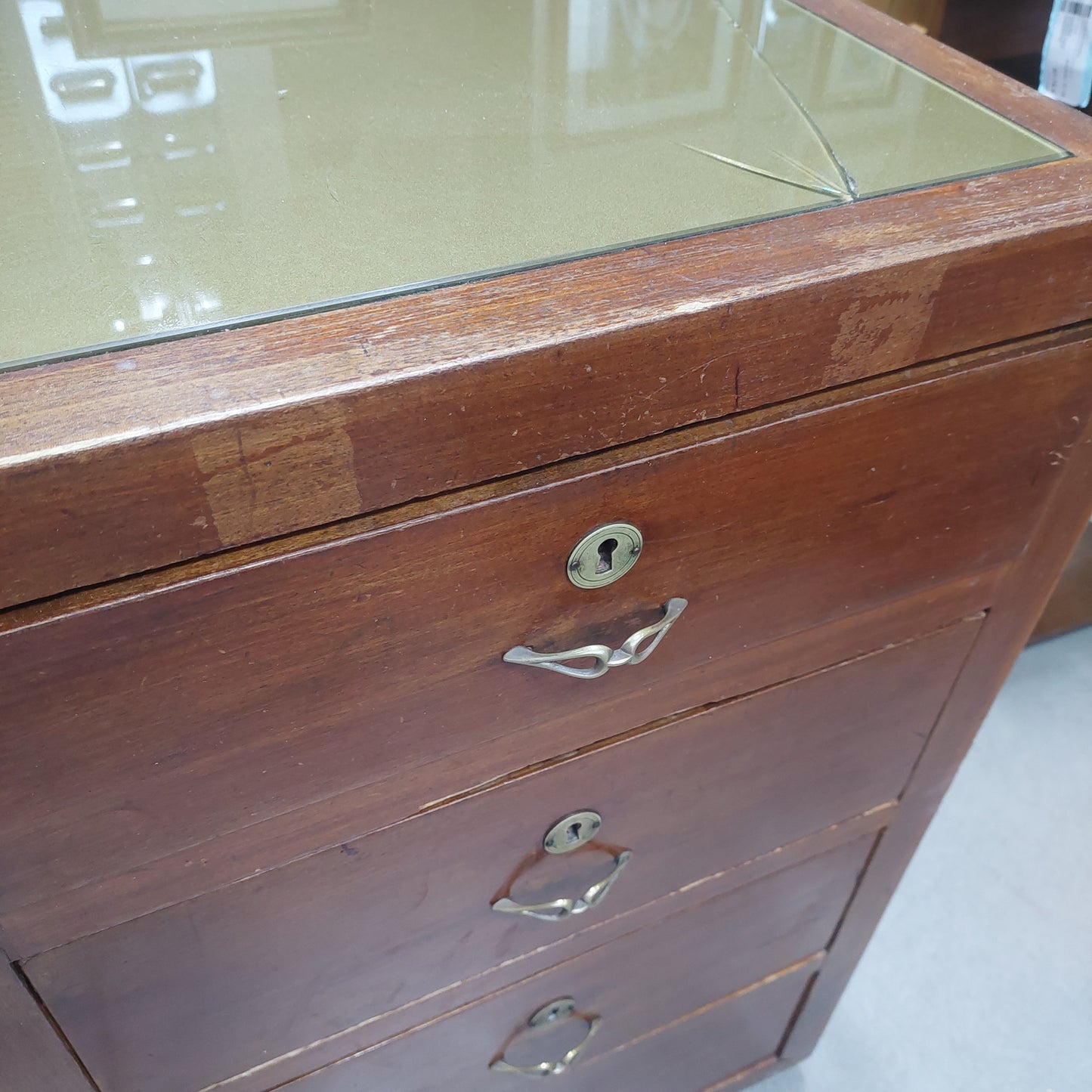 Scrivania Legno Piano In Vetro* St. Decò Cm125x67x81h