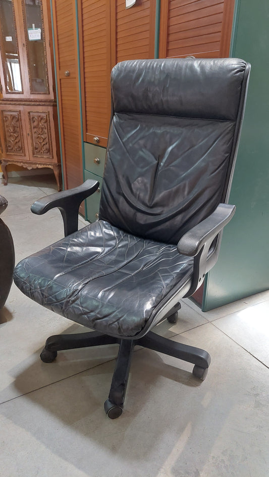 Poltrona Da Ufficio Girevole Pelle Nera