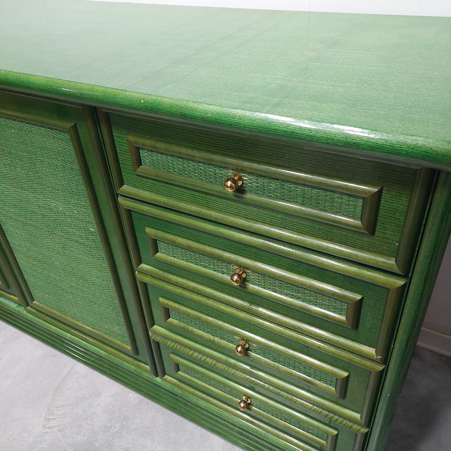 Sparecchiatavolo Bambù/rattan Verde Cm207x51x86h