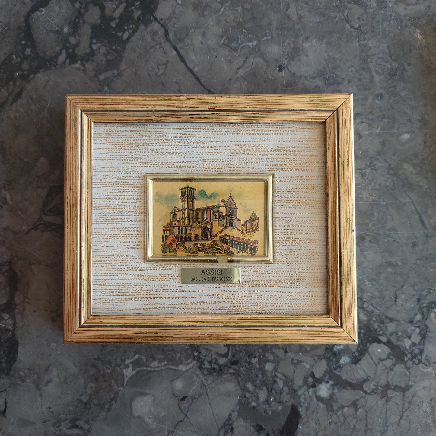 Mini Quadretto Foglia Oro Assisi Basilica S.francesco Cm14x12