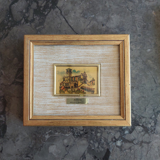 Mini Quadretto Foglia Oro Assisi Basilica S.francesco Cm14x12