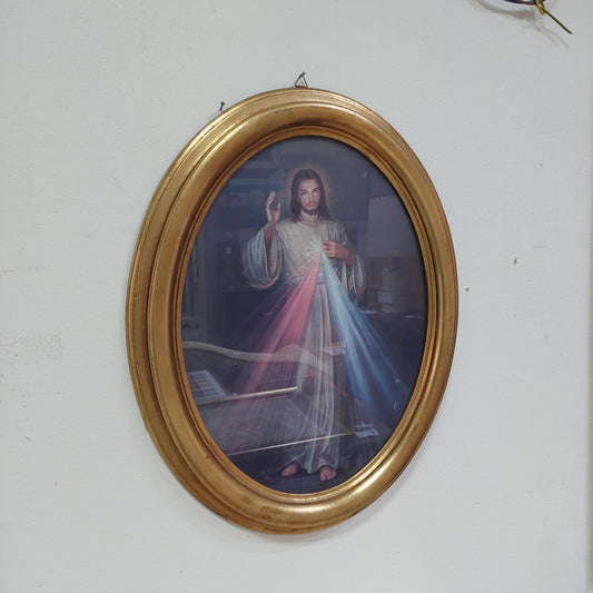 Quadro Stampa Gesù Misericordioso Cornice Ovale Cm38x48