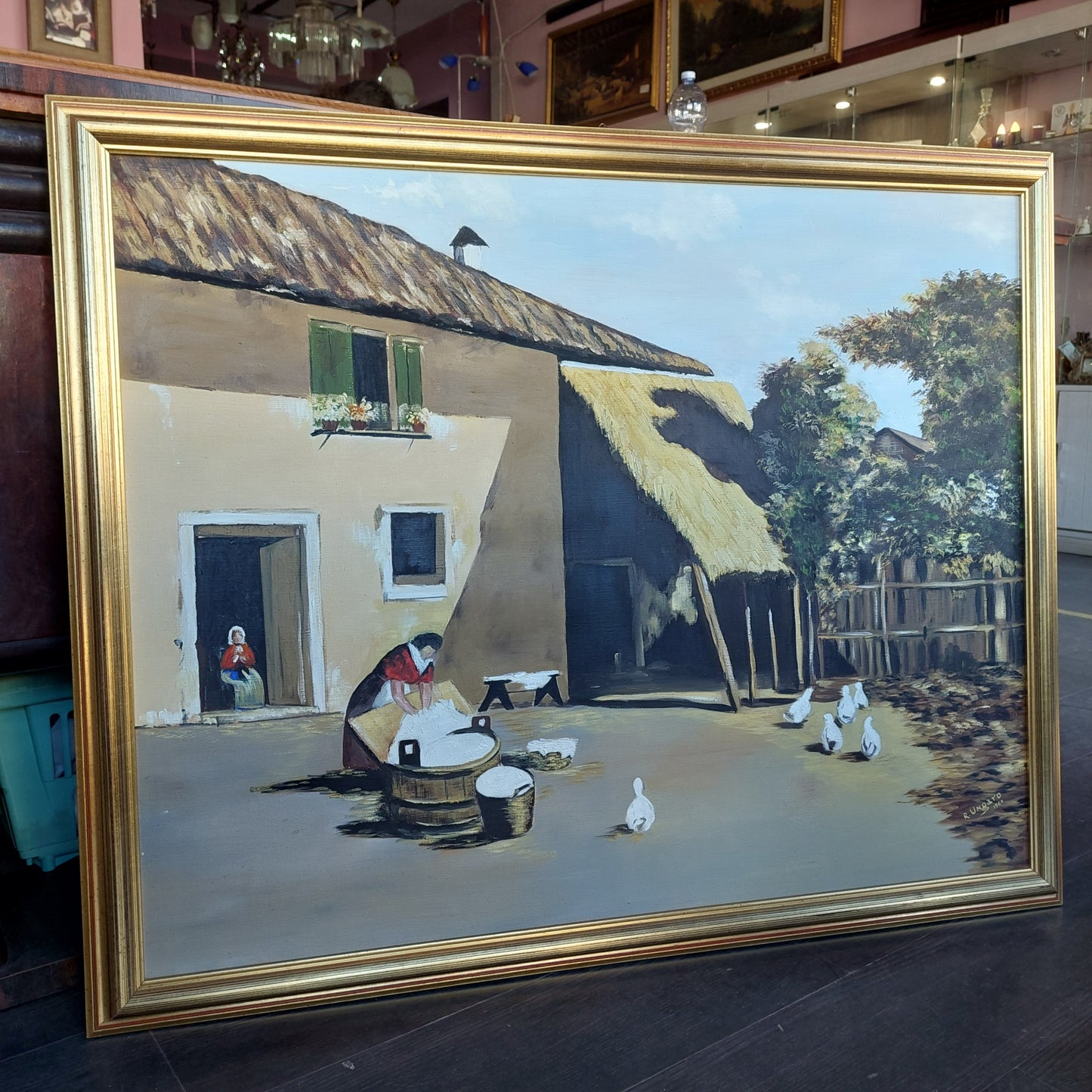 Quadro Olio Su Tela Casa Di Campagna Di R. Ungaro