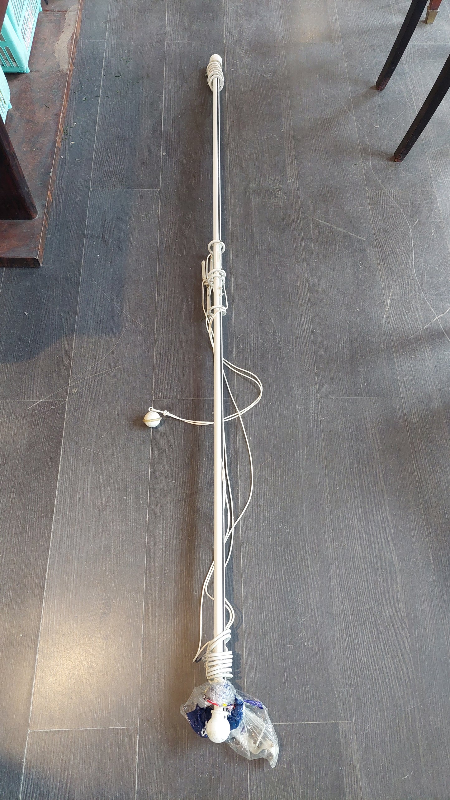 Bastone Tenda Ferro Bianco Con Anelli E Staffe Cm185