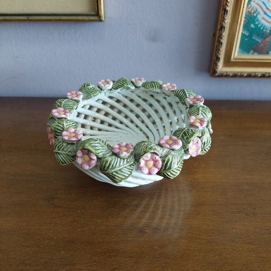 Ciotolina Ceramica Intrecciata Con Fiorellini