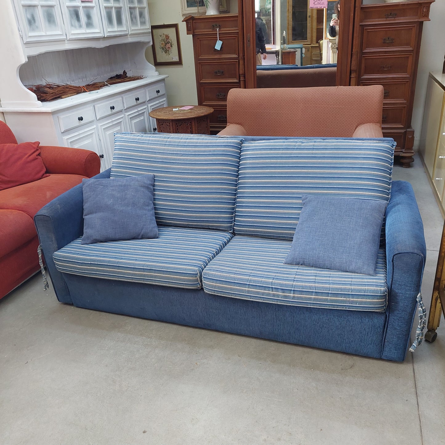 Divano-letto Blu 3 Posti (1piazza E Mezza) Cm180x78x80
