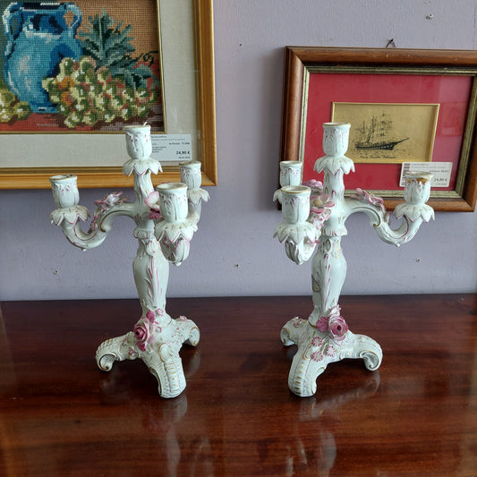 Coppia Candelabri* Porc Capodimonte 4/f H27