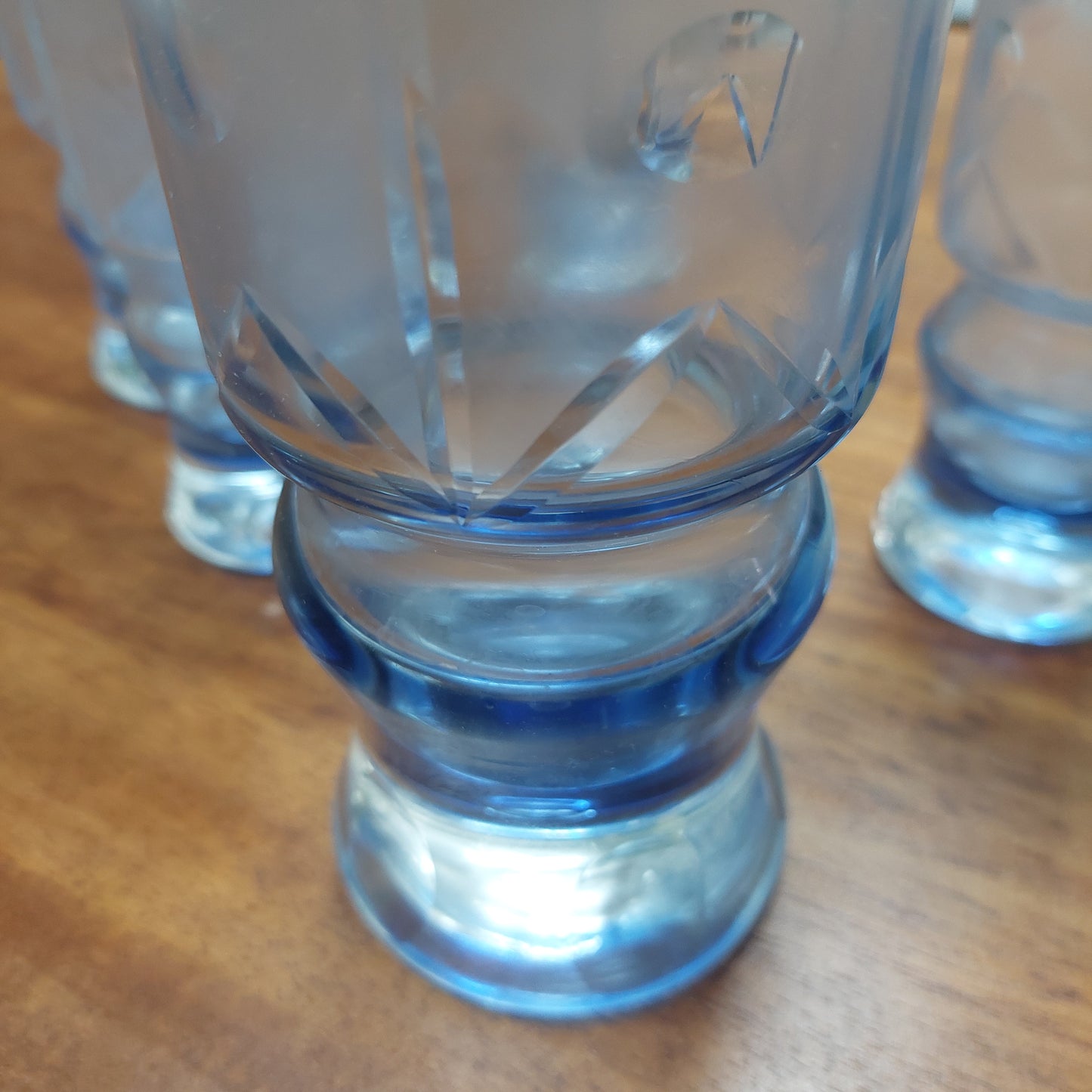 Set/ 6 Bicchieri Bibita + Caraffa  Vetro Molato Blu