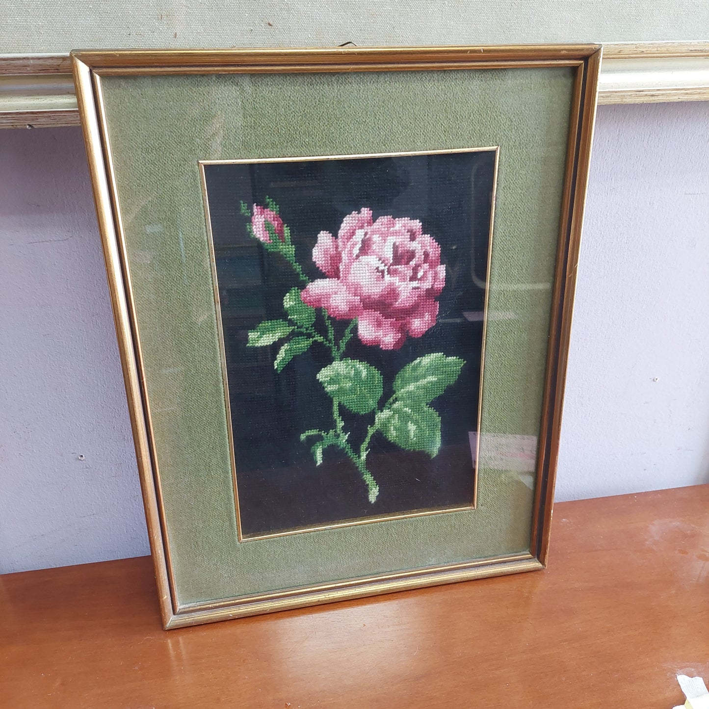 Q/rosa Punto Croce Cm34x44