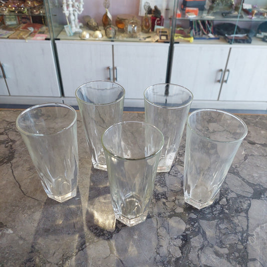 Set/5 Bicchieri Amaro Vetro Sfaccettato Vintage
