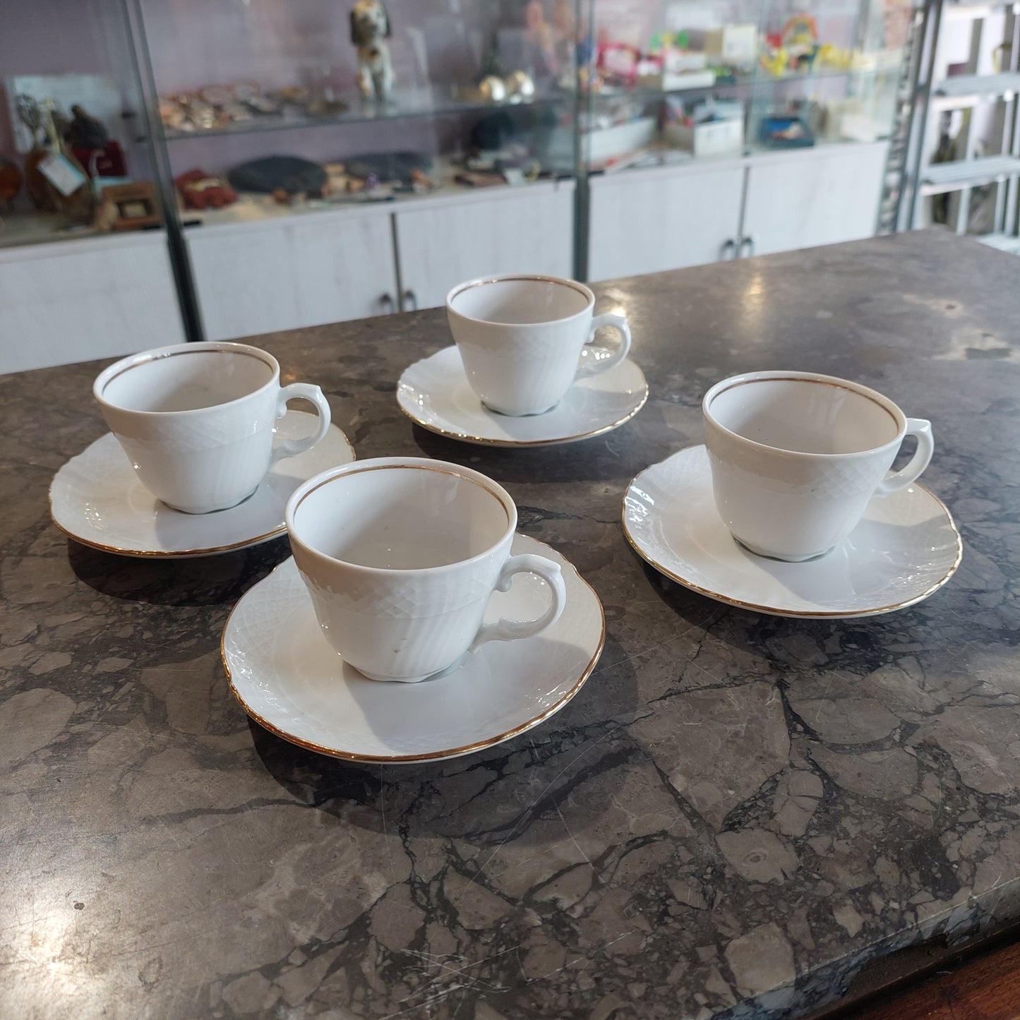 Set/4 Tazzine Caffè Porcellana Bianca Bavaria