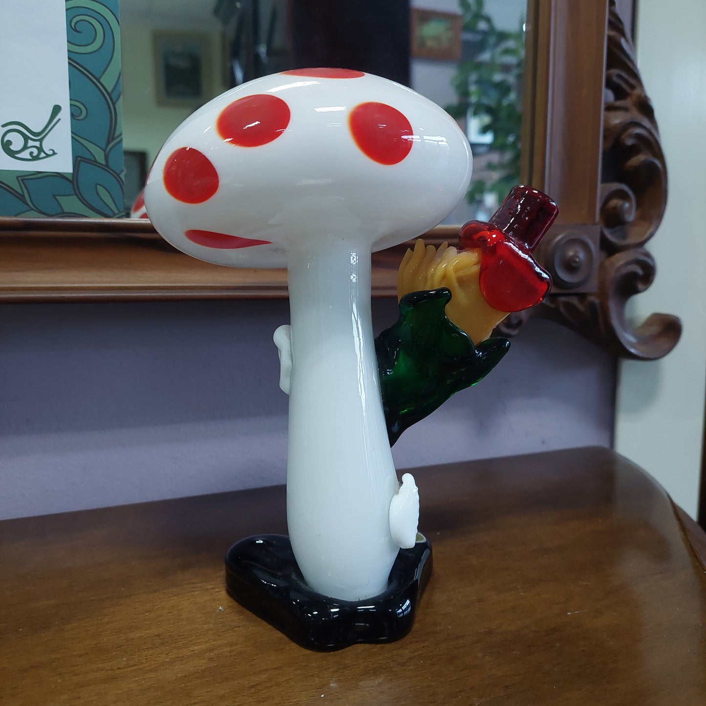 Statuetta Fungo Con Clown Vetro Di Murano Vintage