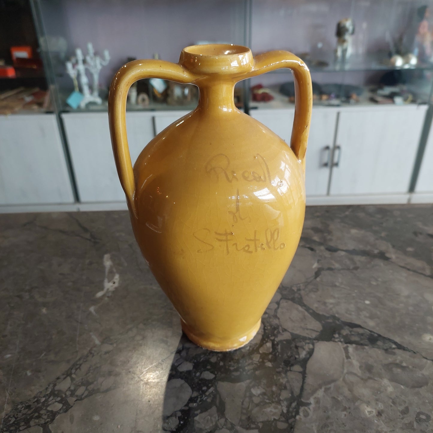 Anfora Terracotta Smaltata Decoro Uva H24