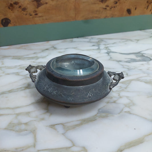 Scatolina Da Toletta Metallo Cristallo Vintage