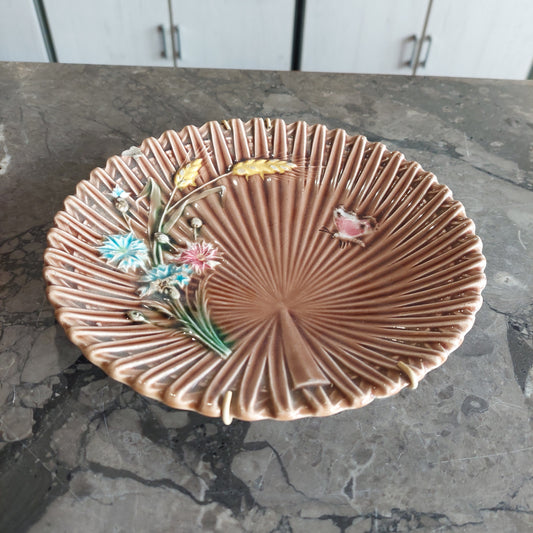 Piattino Porcellana* Maiolica Barbotine Fine '800 D20