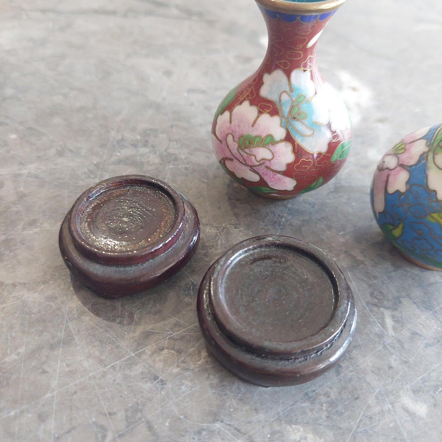 Coppia Mini Vasetti Cloisonnè Cinese