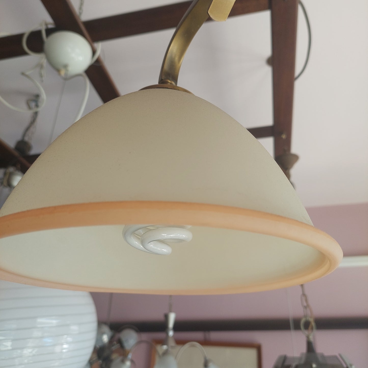 Lampadario Ottone Cupole Vetro 3/l