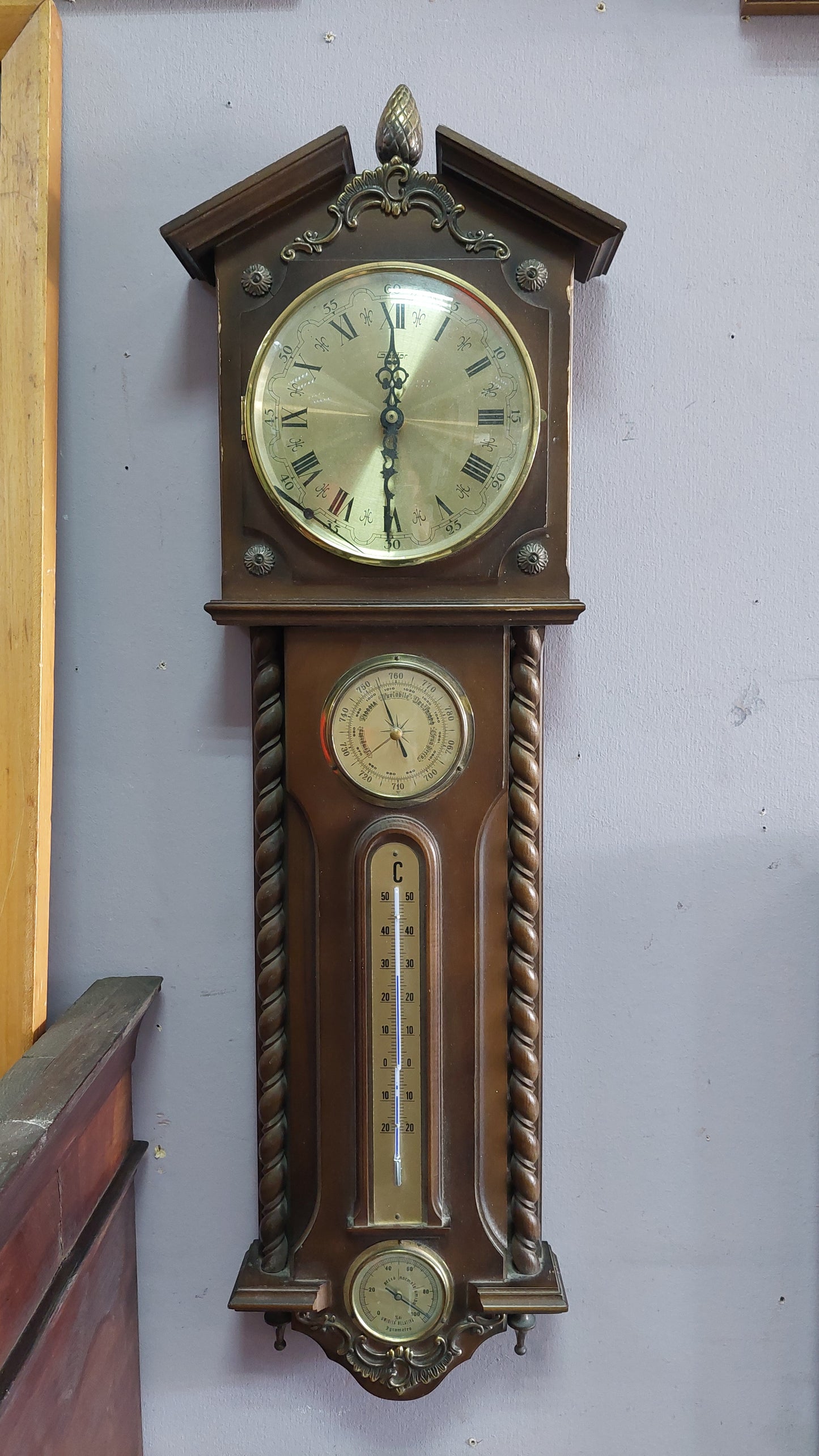 Orologio * Stazione Meteo Da Parete In Legno Gastor (da Revisionare)
