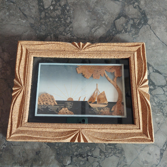 Quadretto Vintage Paesaggio Sughero Cm23,5x17,5